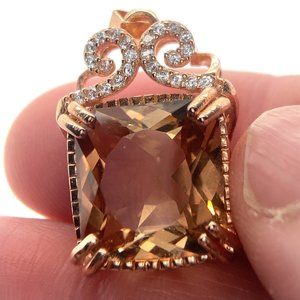 Precious Topaz 13.60ct rose Gold Finish Solid 925 Sterling Silver Pendant